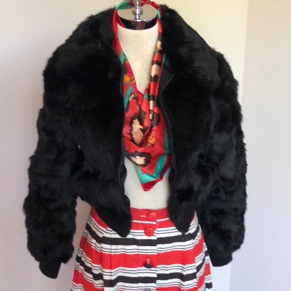 Jackets & Blazers - VINTAGE HYBRID BLACK/BROWN RABBIT FUR BOMBER J